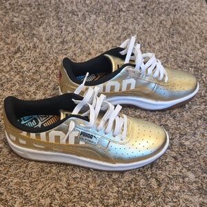 Puma Mens Metallic Gold Sneakers